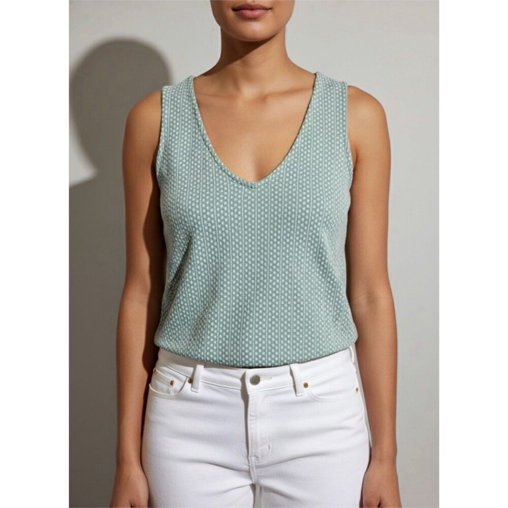 Madewell Jacquard Peekaboo Back Crop Tank NWT Aqua Shirt Tiny‎ Print Nordstrom M